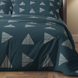 Mid Cenutry Modern Minimalist Geometric Navy Blue Cotton Duvet Cover Set BJORN