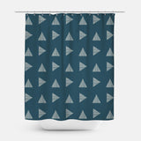 Mid Century Modern Minimalist Geometric Navy Blue Shower Curtain BJORN