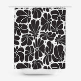 Abstract Black White Retro 70s Floral Shower Curtain BLOSSOM