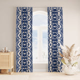 Wabi Sabi Shibori Japanese Print White Blue Blackout Window Curtain KASEEM