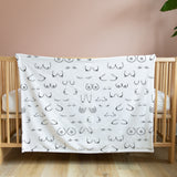 Boobs Female Body Feminist Boho Fleece Throw Blanket BOOBS