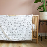 Boobs Female Body Feminist Boho Fleece Throw Blanket BOOBS