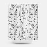 Abstract Faces Woman Line Art Boho Shower Curtain ARTSY