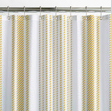 Golden Yellow Stripes White Rustic Farmhouse Shower Curtain CASSIDY
