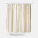 Golden Yellow Stripes White Rustic Farmhouse Shower Curtain CASSIDY