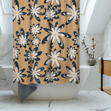 Retro Daisies Floral Beige White Black Shower Curtain DAISY