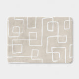 Mid Century Modern Abstract Minimalist Beige White Bath Mat DANA
