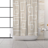 Mid Century Modern Abstract Minimalist Beige White Shower Curtain DANA