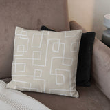 Mid Century Modern Geometric Abstract Beige White Throw Pillow Cover DANA
