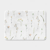 Tiny Wild Flowers White Botanical Floral Bath Mat DELIA