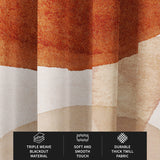 Abstract Art Terracotta Orange Blush Pink Blue Ivory Modern Boho Blackout Window Curtains ADELE - 2 Panels