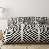 Scandinavian Geometric Black White Boho Cotton Duvet Cover Set DOUALA