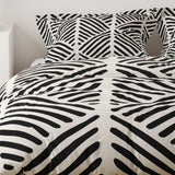 Scandinavian Geometric Black White Boho Cotton Duvet Cover Set DOUALA