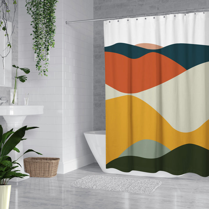 Colorful Desert Abstract Landscape Mid Century Modern Shower Curtain S