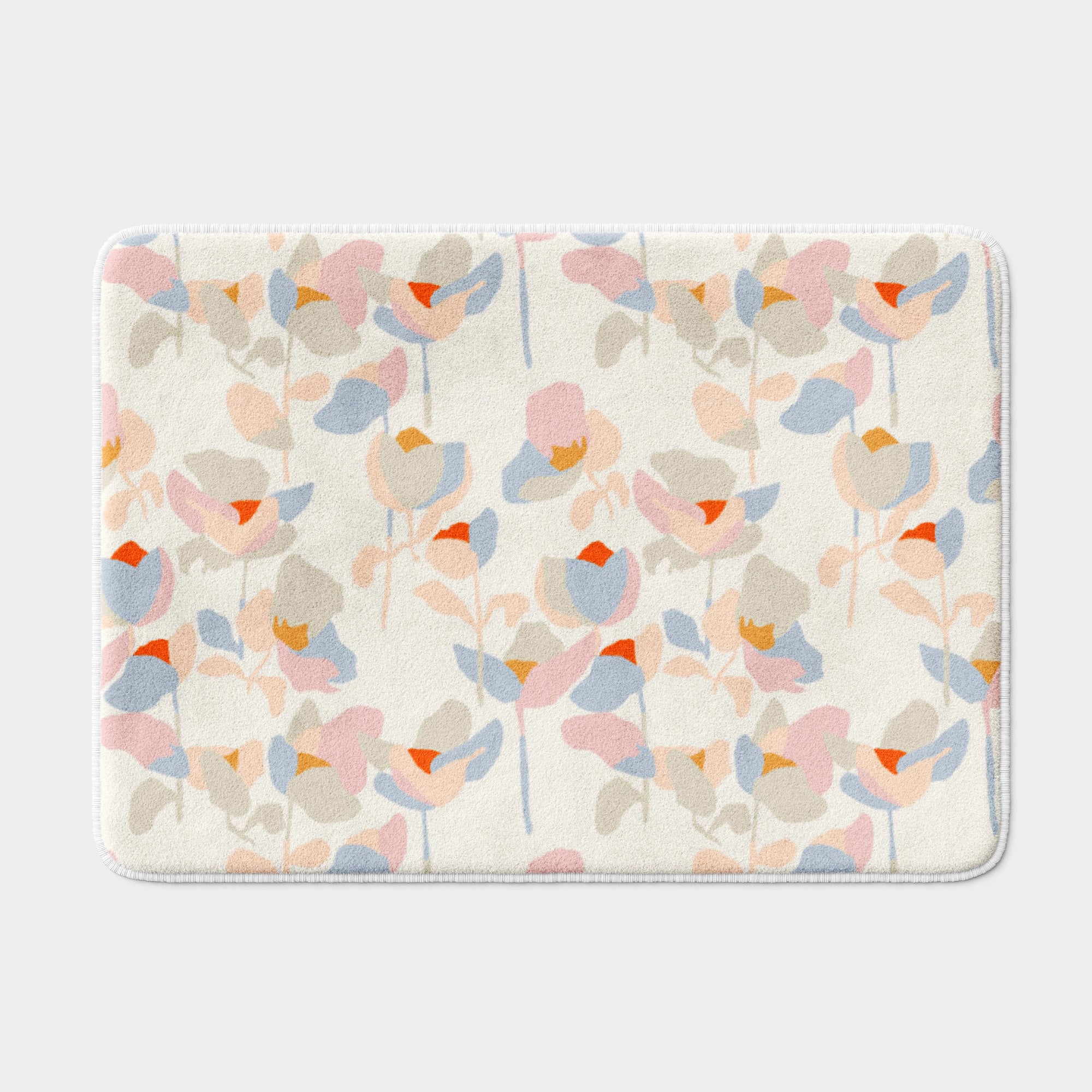 Abstract Minimalist Flowers Pastel Botanical Floral Bath Mat ELVA ...