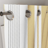 Minimalist Gold Gray White Striped Farmhouse Blackout Window Curtain CASSIDY