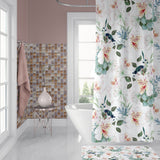 Vintage Lilies Classic Dusty Pink Teal White Floral Shower Curtain LILJA