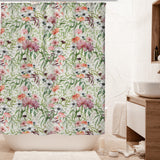 Watercolor Flowers Leaves Green Botanical Floral Shower Curtain FIZA