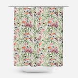 Watercolor Flowers Leaves Green Botanical Floral Shower Curtain FIZA