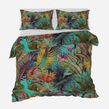 Teal Green Tropical Forest Cotton Duvet Cover Set AMAZON
