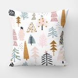 Scandinavian Pastel Christmas Fir Trees White Throw Pillow Cover FOREST