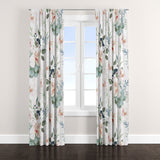 Vintage Lilies Classic Dusty Pink Teal White Floral Blackout Window Curtain LILJA