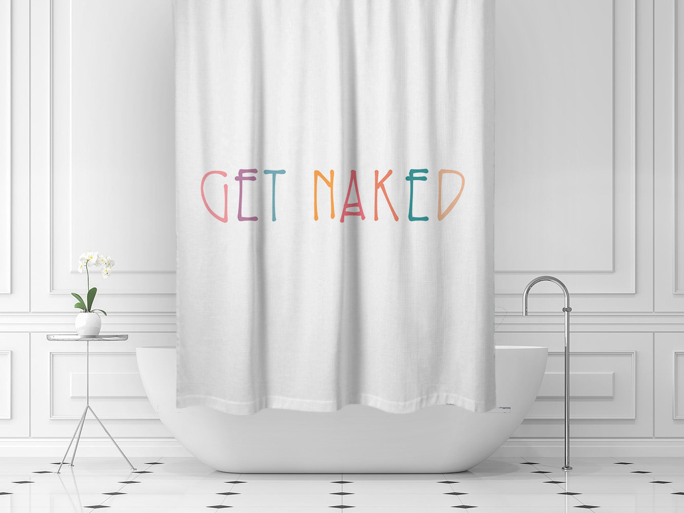 Get Naked Shower Curtain | Botanical Art | Funny Shower Curtain offers | Minimalist Decor