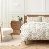 Wabi Sabi Scandinavian Shibori Beige White Cotton Duvet Cover Set HILDA