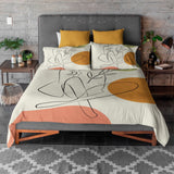 Woman And Nature Abstract Line Art Boho Cotton Duvet Cover Set ZOE