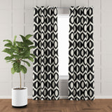 Scandinavian Geometric Black Off-White Blackout Window Curtain INGER