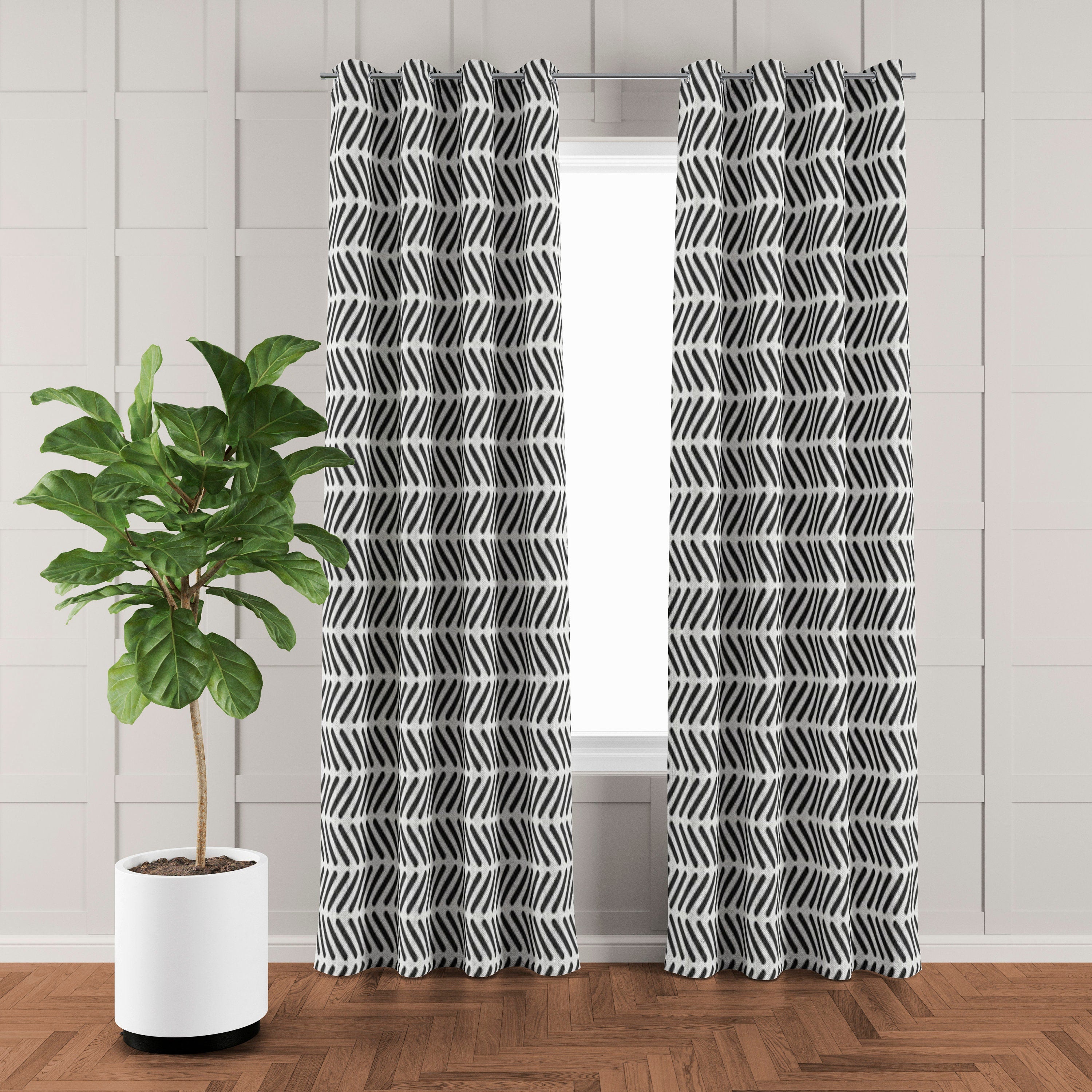 Scandinavian Minimalist Geometric Black White Blackout Window Curtain NAIROBI
