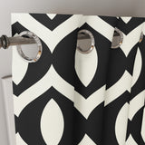 Scandinavian Geometric Black Off-White Blackout Window Curtain INGER