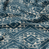 Abstract Geometric Ethnic Mudcloth Aegean Blue Cotton Duvet Cover Set KAI