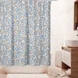 Light Blue Orange Branch Botanical Farmhouse Shower Curtain KEAVA