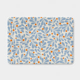 Light Blue Orange Branch Botanical Farmhouse Bath Mat KEAVA
