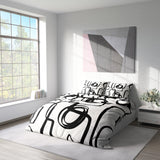 Geometric Black White Mid Century Modern Cotton Duvet Cover Set KUMASA
