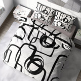 Geometric Black White Mid Century Modern Cotton Duvet Cover Set KUMASA