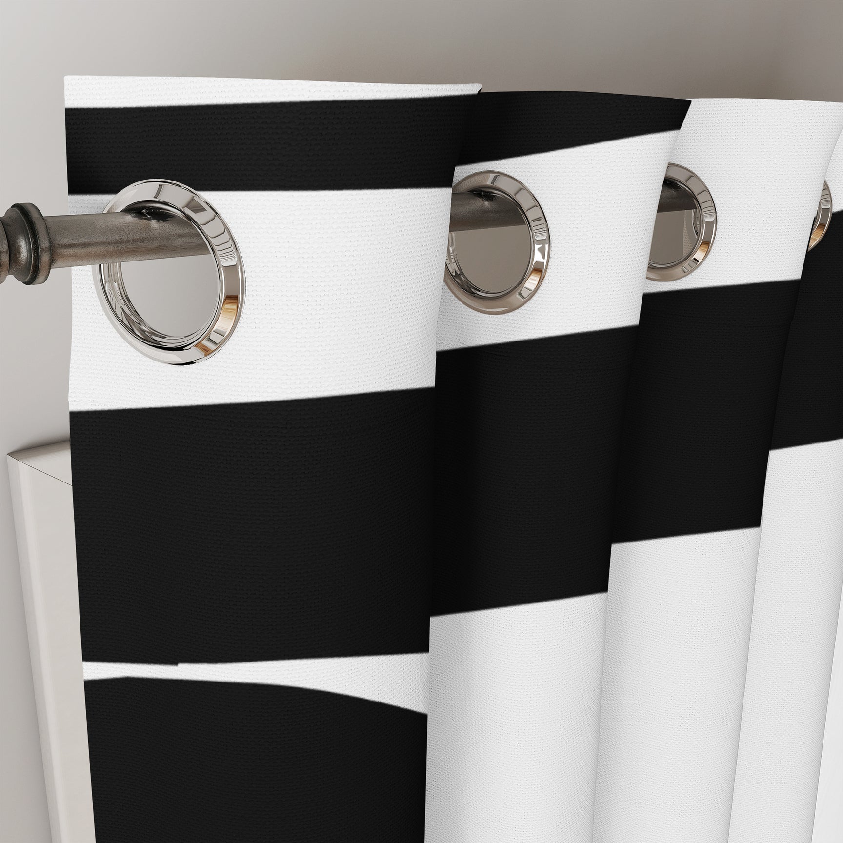Abstract Geometric Black White Mid Century Modern Blackout Window Curt ...