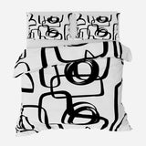 Geometric Black White Mid Century Modern Cotton Duvet Cover Set KUMASA