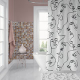 Abstract Faces Woman Line Art Boho Shower Curtain ARTSY