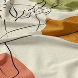 Woman And Nature Abstract Line Art Boho Cotton Duvet Cover Set ZOE