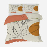 Woman And Nature Abstract Line Art Boho Cotton Duvet Cover Set ZOE