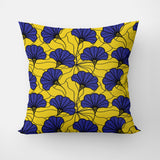 African Kitenge Yellow Navy Blue Floral Ethnic Throw Pillow Cover MAKENA