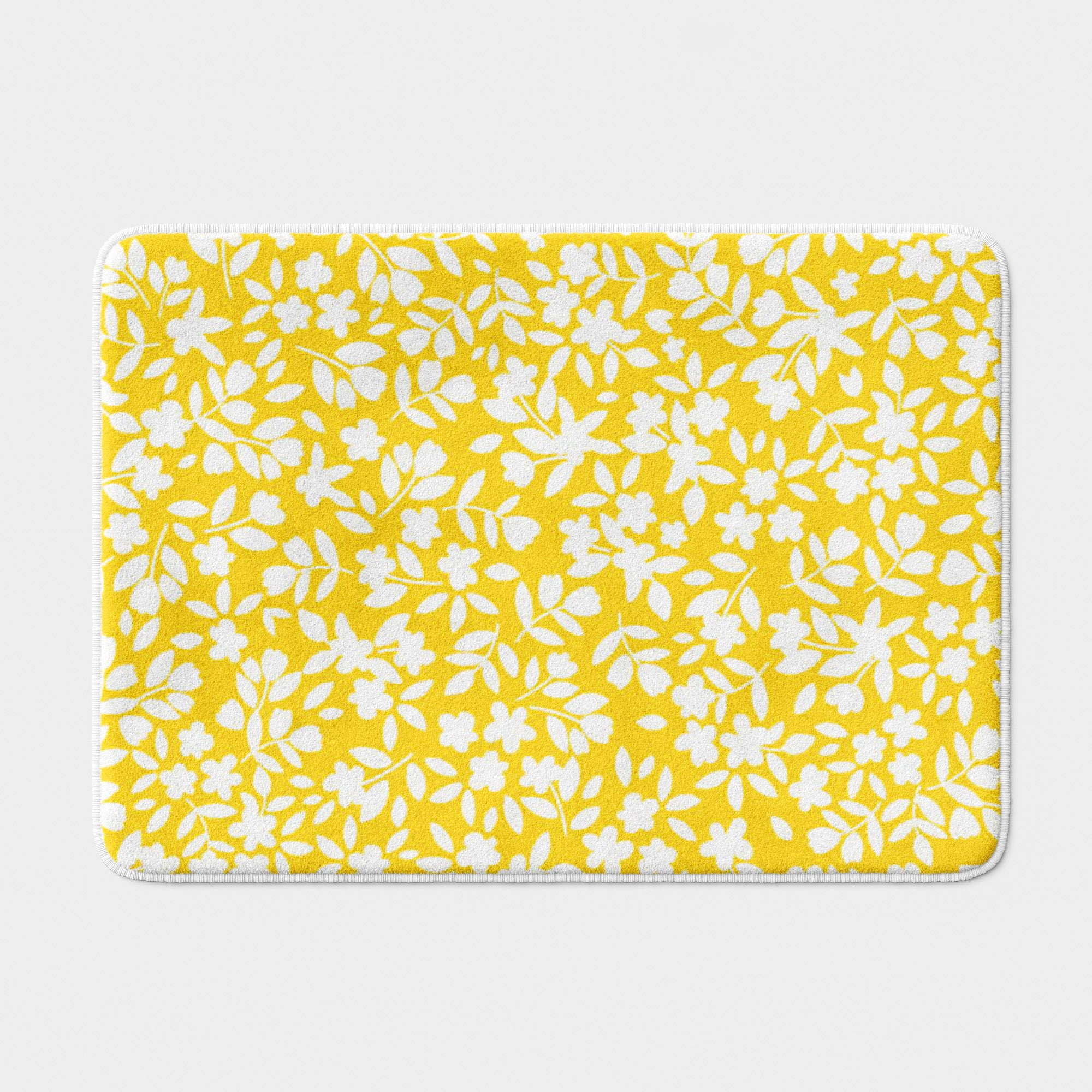 Vintage Daisy Flowers Cottage Farmhouse Floral Bath Mat MARISE