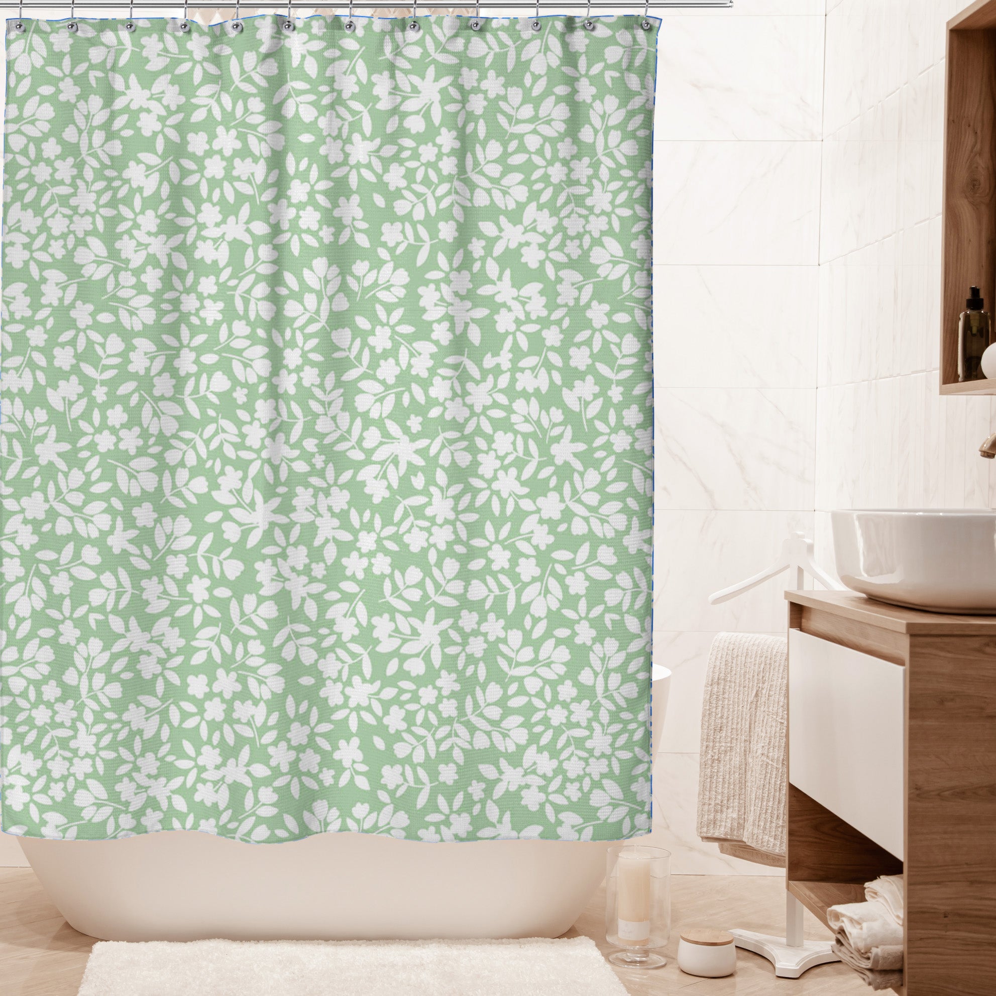 Vintage Daisy Flowers Cottage Farmhouse Floral Shower Curtain MARISE