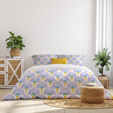 Mediterranean Floral Tiles Art Deco Cotton Duvet Cover Set ISADORA