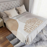 Abstract Art Ivory White Beige Neutral Boho Fleece Throw Blanket ADELE