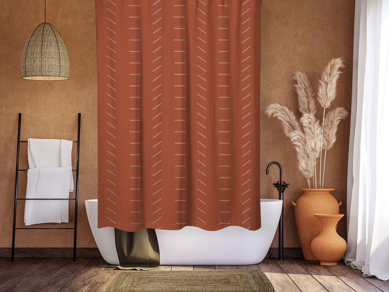 Burnt orange shower clearance curtain