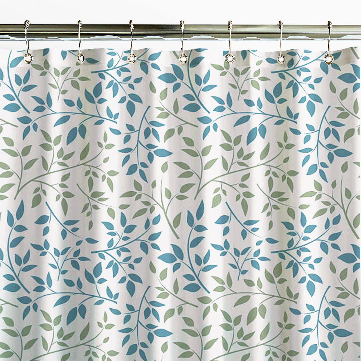 Blue and green store shower curtain