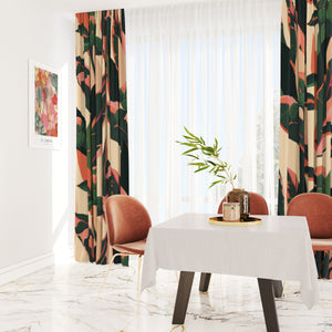 Abstract Peonies Natural Colors Floral Blackout Window Curtain HELMI